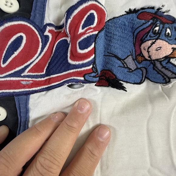 Vtg Disney Store Embroidered Baseball Jersey Men's L Eeyore Bee Stompers Thrash - Picture 2 of 11